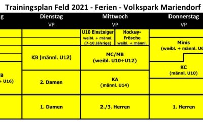Trainingsplan für die Ferien
